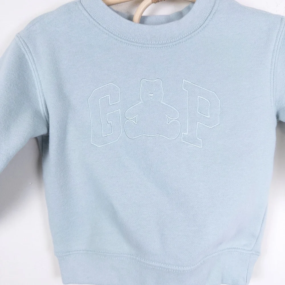 Gap Sweatshirt Kids 6-12 Months Blue‎ Brannan Bear Embroidered Fleece Pullover